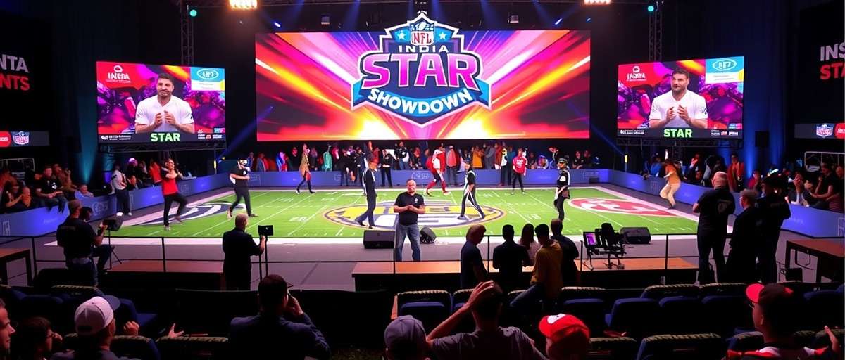 NFL India Star Showdown tournament finals in Delhi with players on stage and large audience