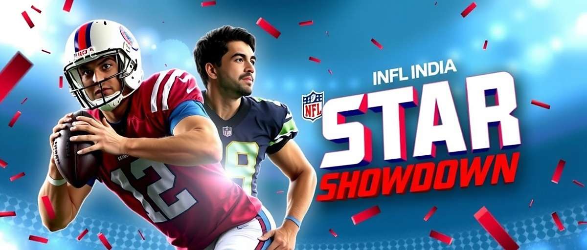 NFL India Star Showdown game cover featuring Indian football stars in action